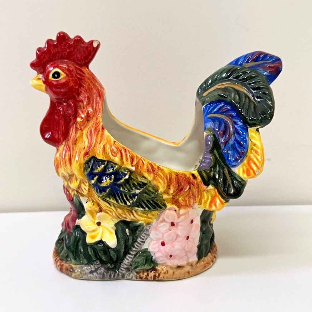 Ceramic Rooster Chicken Figurine Made in China Approx 6 in Tall